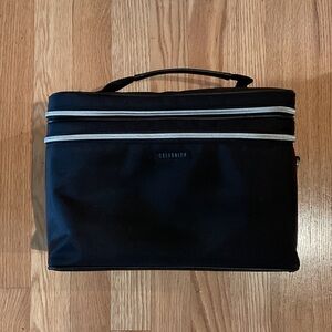 Black Travel Cosmetic Case with Checker Trim